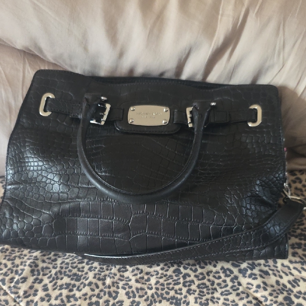 Michael Kors Black Embossed Satchel - Picture 10 of 11